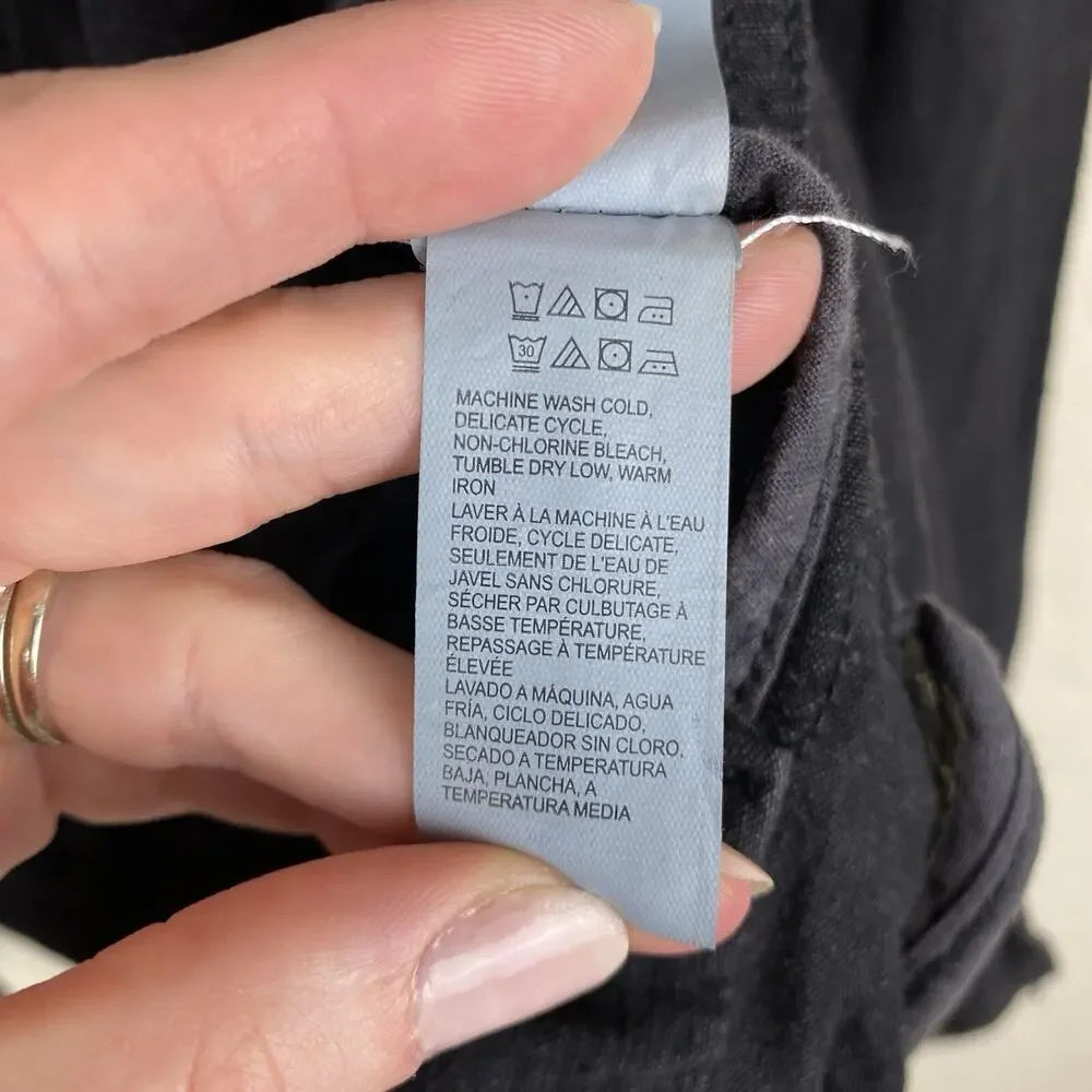 Lucky Brand Womens Linen Blend Moto Biker Jacket Black Sz S Grunge Streetwear - Picture 8 of 11